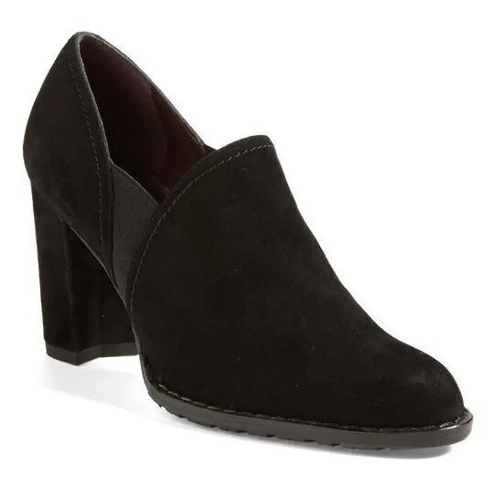 Stuart Weitzman Black Suede CORRAL Ankle Boot Stretch Pumps